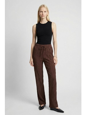 Rays Kahve Bel Bağlamalı Yüksek Bel Pantolon 7946