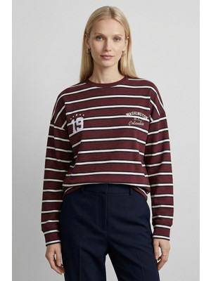 Rays 8223 Baskılı Bisiklet Yaka Bluz Bordo