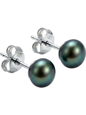 Birinci1926 Siyah Doğal İnci Küpe 7 mm