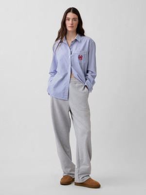 Gap Kadın Mavi Robert Indiana Love Poplin Pijama Üstü