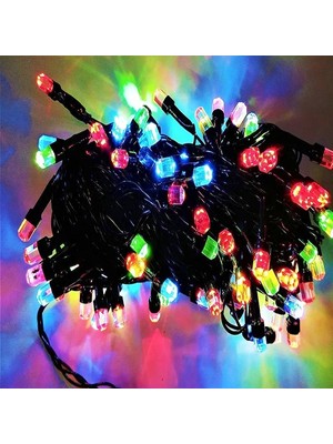 Oktay Sesal 50 Metre Renkli LED Işık 220V Fişli Renkli Parlak Canlı LED Işık Yılbaşı Ağacı Işığı Profesyonel