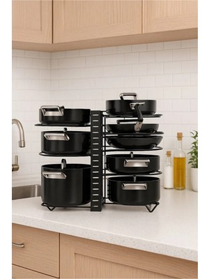 Orvila Metal Ayarlanabilir Tava Tencere Raf Farklı Kullanım Düzenleyici 40X52CM