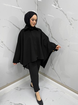 Modarte Kadın Panço Standart Beden Siyah – Günlük Kışlık Şık