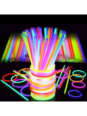 Oktay Sesal Glow Neon Işıklar Glow Stick 100 Adet Işıklı Fosfor Neon Bileklik Neon Çubuk