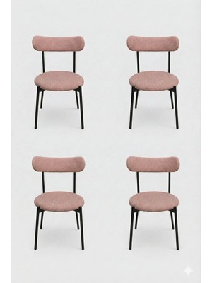 Decosense 4 Adet Puffy Koyu Kahverengi Teddy Sandalye Mutfak Sandalyesi Salon Sandalyesi Balkon Sandalyesi