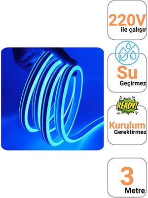 KCL060 100 Metre Cob Şerit Neon 800 Lümen LED 220V Günışığı (IP65 Dış Mekan Uyumlu)