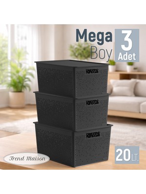 Trend Maison Çok Amaçlı Düzenleyici Organizer 20 L. Plastik Kapaklı Saklama Kutusu