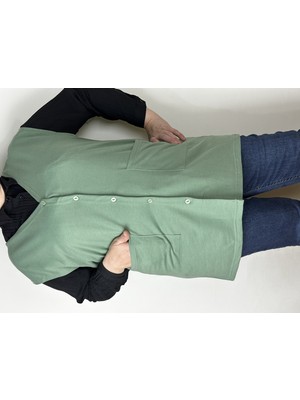 Yaşar Triko Kadın Mint Yeşili Düğmeli Çift Cepli Jakarlı Yelek