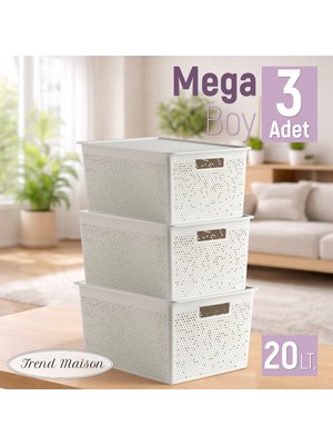 Trend Maison Çok Amaçlı Düzenleyici Organizer 20 L. Plastik Kapaklı Saklama Kutusu
