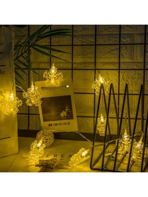 Oktay Sesal  Kar Tanesi Mandal LED Işık Gün Işığı Snowflake Clips String LED Lights Pilli