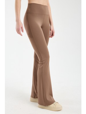 Hdm Kadın Yüksek Bel Toparlayıcı Cappuccino Ispanyol Paça Tayt