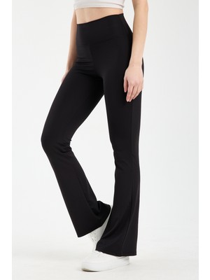 Hdm Kadın Yüksek Bel Toparlayıcı Siyah İspanyol Paça Tayt - H5612