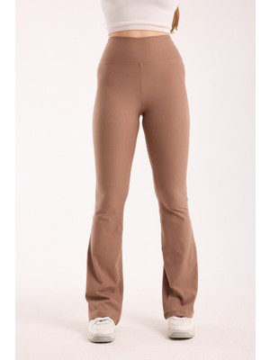 Hdm Kadın Yüksek Bel Toparlayıcı Fitilli Cappuccino Ispanyol Paça Tayt - H5948