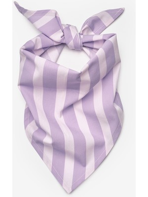 Lila  Çizgi Desenli Çocuk Üçgen Fular