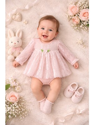 Ozz Baby Premium Yenidoğan Kız Bebek (0-3) (3-6 ) Ay Dantelli Badi Elbise (Hediyelik ,mevlüt, Babyshower )