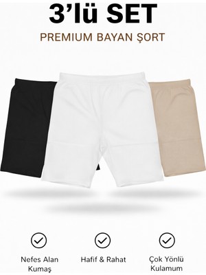 Woan 3’lü Set Premium Bayan Şort | Nefes Alan Kumaş, Hafif ve Rahat
