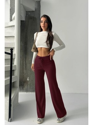 Kadın Fitilli Esnek Rahat Bağcıklı Günlük Eşofman