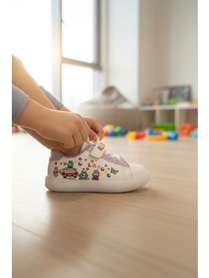 Enoch Labubu Karakter Baskılı Çocuk Spor Ayakkabı Cırtlı ve Bağcıklı