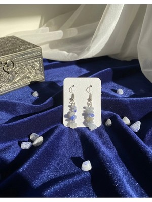 Meneva Aksesuar Mavi Aventurin Doğal Taş Küpe