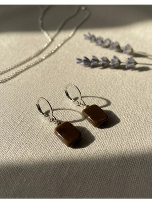 Meneva Aksesuar Akik Doğal Taş Küpe