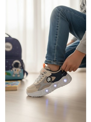 Enoch Unısex Karakter Baskılı Işıklı Çocuk Spor Ayakkabı Cırtlı ve Bağcıklı