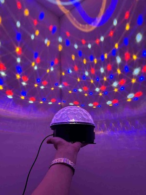  disco topu ışıklı bluetooth hoparlör usb led ışık