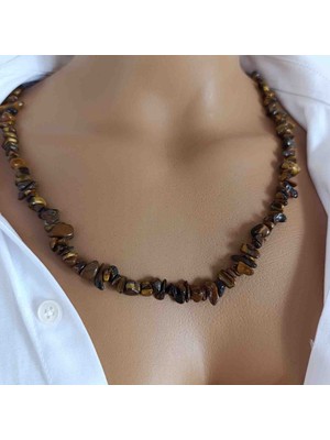 Mga Doğaltaş Hakiki Kaplan Gözü Taşı Kırıktaş Kolye – Güç ve Cesaret Taşı – Çelik Uzatma Zincirli – 45-55 cm – Sertifikalı – Mdf Hediye Kutulu