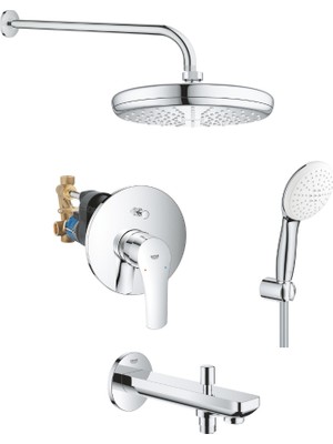 Grohe Eurosmart Çıkış Uçlu Ankastre Banyo Bataryası Seti ( Tepe Duş, El Duşu, Çıkış Ucu, Ankastre Banyo Bataryası ve Iç Gövdesi)