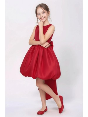 Lovrel Kız Çocuk Saten Kumaş Şık ve Rahat Abiye Düğün Mezuniyet Özel Gün Elbise