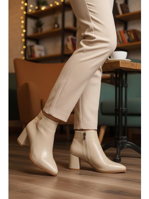 Pierre Cardin PC-54984 Içi Polarlı Krem Kadın Topuklu Bot