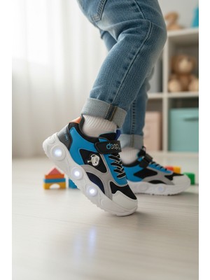 Enoch Unısex Karakter Baskılı Işıklı Çocuk Spor Ayakkabı Cırtlı ve Bağcıklı