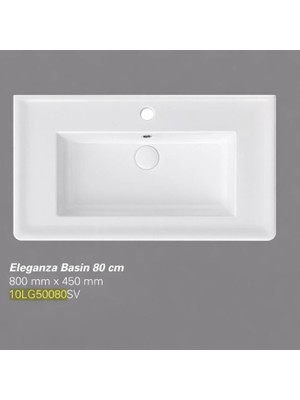 Isvea - Eleganza Dolap Uyumlu Lavabo 80 cm Beyaz Dekorsuz Delikli - 10LG50080SV