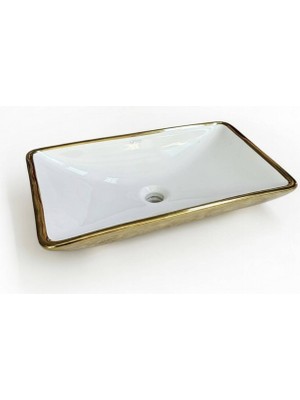 Isvea - Sistema Iç Beyaz Dış Altın 60 cm Lavabo - 10SF53060SV