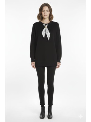 Karsel Fularlı Triko Kadın Kazak