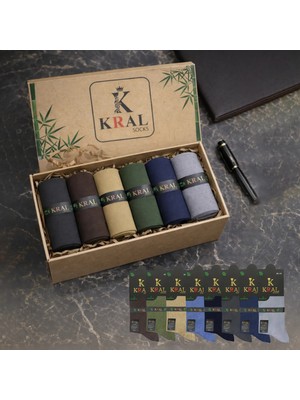 Kral Socks Kutulu (6 Çift) Kaliteli Bambu Uzun Soket Yazlık Dikişsiz Hassas Dokuma Parfümlü Çorap