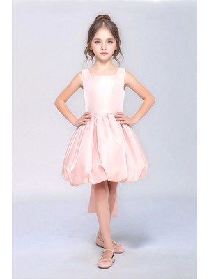 Lovrel Kız Çocuk Saten Kumaş Şık ve Rahat Abiye Düğün Mezuniyet Özel Gün Elbise