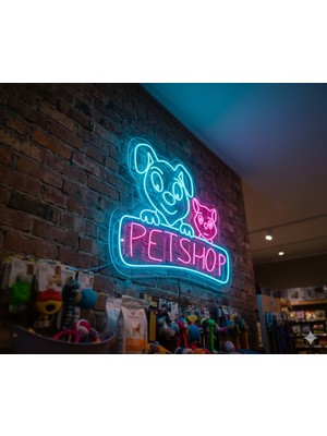 Neonled Petshop Köpek & Kedi Figürlü Neon LED Tabela Dekoratif Aydınlatma