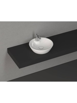 Isvea - Soluzione Tezgah Üstü Beyaz Lavabo 45 cm Batarya Banklı - 10SZ65045SV
