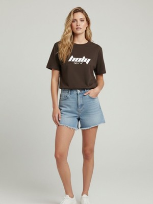 Trendseninle Unisex Kahve Holy Baskılı Tişört