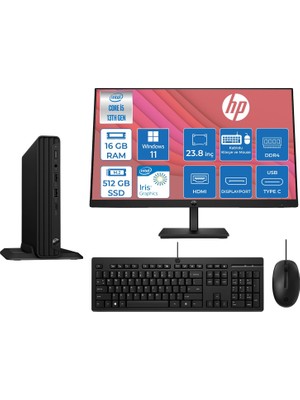 Hp Pro Mini 400 G9 Intel I5 1335U 4,6ghz 16GB 512GB SSD Intel® Iris® Xe+23.8 Mon 100Hz WIN11HOME Mini Masaüstü Bilgisayar A55C4ETZH02+ZETTAUSBBELLEK