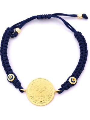 Ferizz Altın Kaplama 2.5luk Reşatlı Lacivert Ipli Bileklik BLK-1249