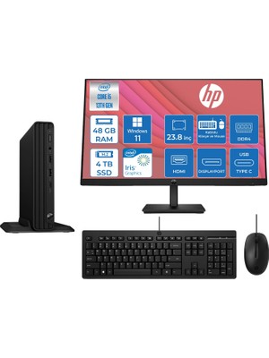 Hp Pro Mini 260 G9 Intel I5 1335U 4,6ghz 48GB 4tb SSD Intel® Iris® Xe+23.8 Mon 100Hz WIN11HOME Mini Masaüstü Bilgisayar A55C4ETZH20+ZETTAUSBBELLEK