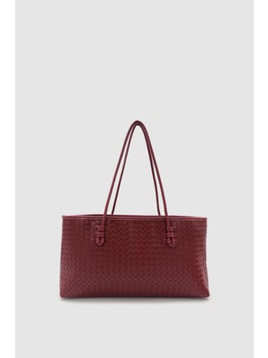 Wuclo Deala Örgü Desen Sabit Askılı Omuz Çantası Bordo