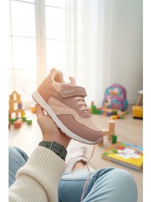 Enoch Çocuk Spor Ayakkabı Fileli Cırtlı ve Esnek Bağcıklı Konfor Taban