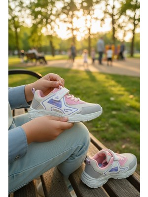 Enoch Kız Çocuk Spor Ayakkabı Cırtlı ve Bağcıklı Konfor Taban