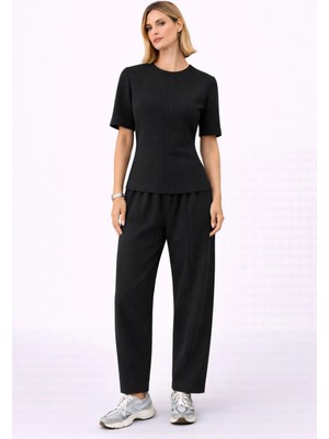 Paw Garage Kadın Selanik Kumaş Bluz & Balon - Şalvar Pantolon Alt - Üst Takım