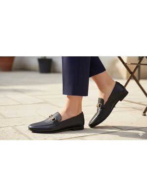 Kindep (Kırcalı) Içi Dışı Hakiki Deri Günlük Kadın Ayakkabı Siyah