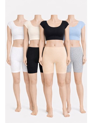 Belpa Likralı Penye Tayt, Pamuklu, Büyük Beden Içlik Tayt %95 Pamuklu %5 Likra 4'lü Paket