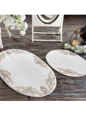 zebracasa Tıara 2'li Oval Paspas- Krem/gold