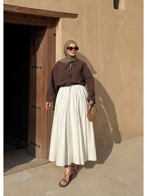 Moda Aksa 5480 Keten Bğlm Bluz Kahve